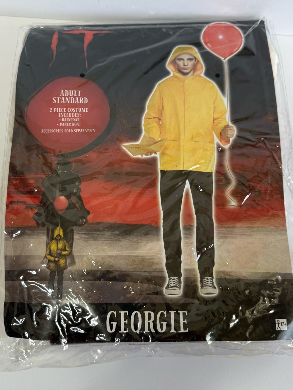 IT Movie Georgie Adult Costume Raincoat & Earrings